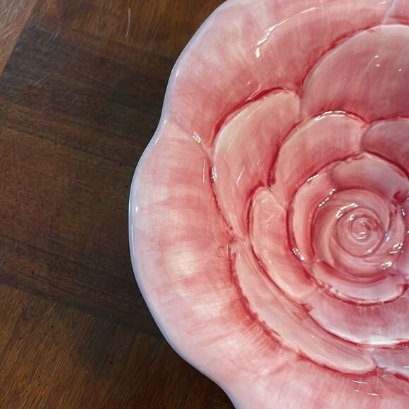 Maxcera Rose Pottery Style Serving Soup Decorator Dining Bowl - Picture 4 of 7